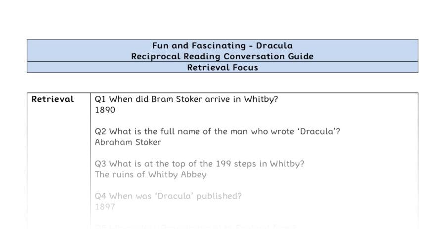 Reciprocal Reading Conversation - Dracula - Highlght Series 2 - Retrieval Focus