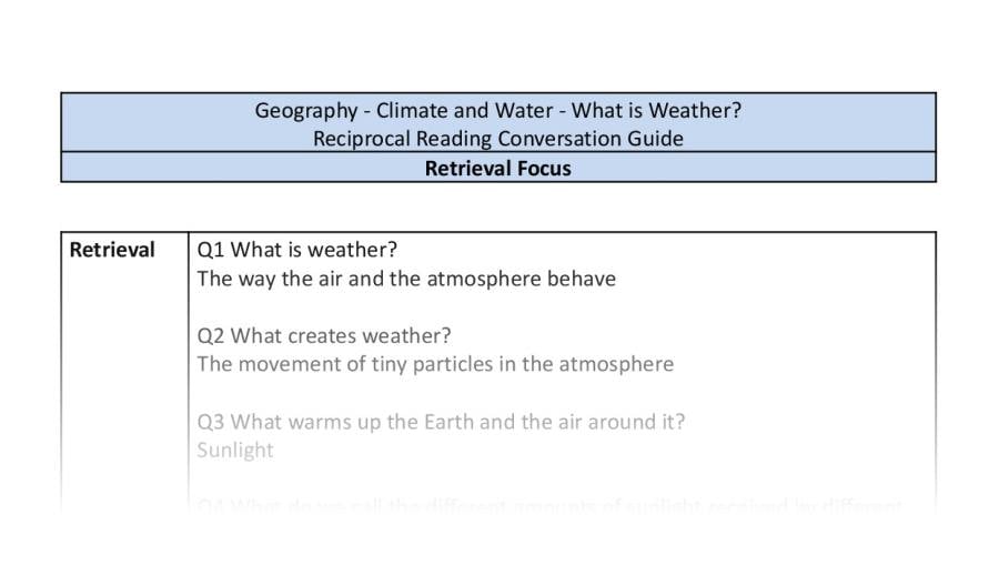 Reciprocal Reading Conversation - What is Weather - Retrieval Focus