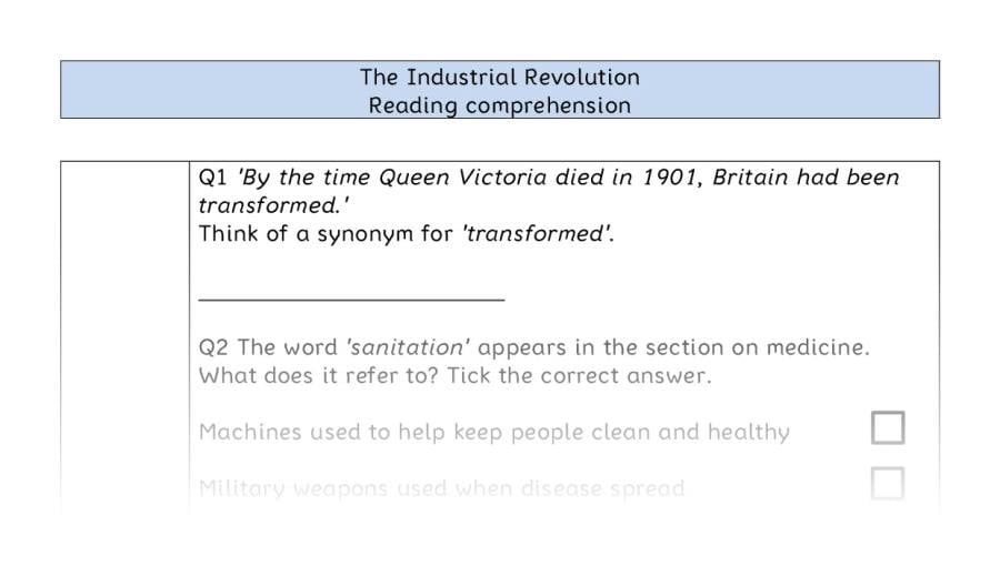 Reading comprehension - VRSIPE - The Industrial Revolution