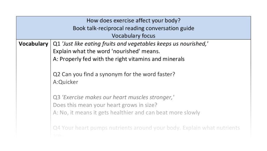 Reciprocal - vocabulary - How does exercise affect your body