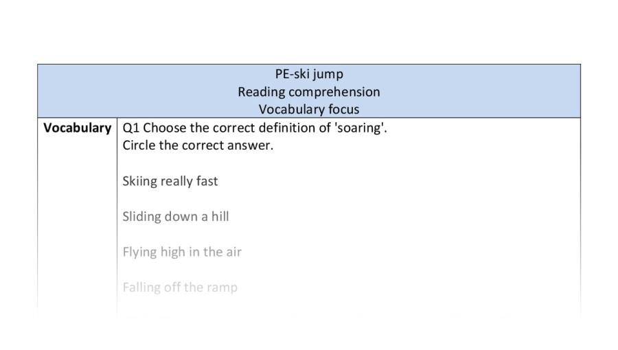 Reading comp-vocabulary-ski jump