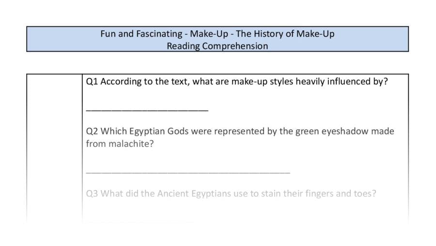 Reading comprehension-retrieval-the history of make up