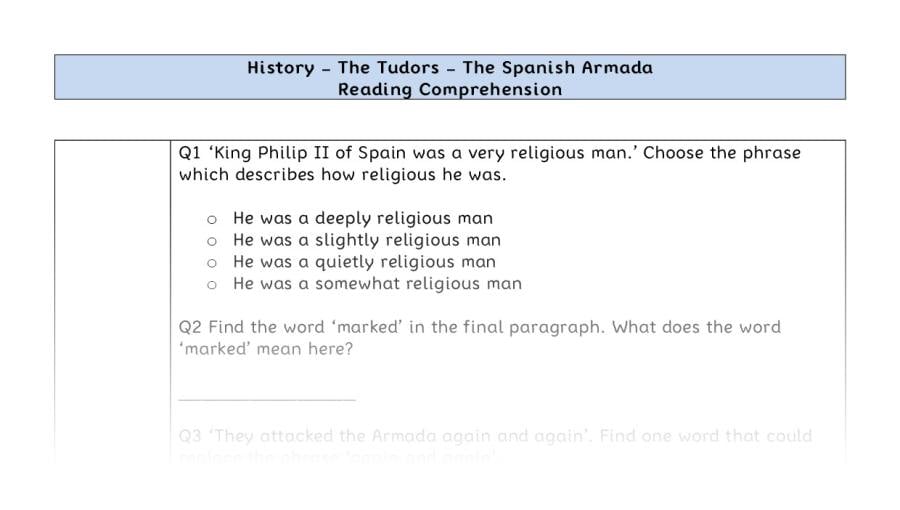 Reading Comprehension-The Spanish Armada-VRSIPE