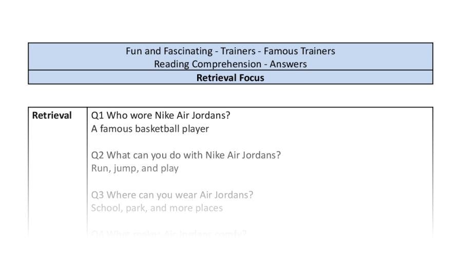 Reading Comprehension-retrieval-Famous Trainers-answers