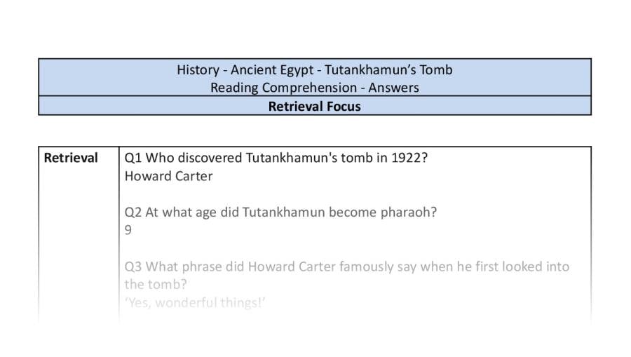 Reading Comprehension-Tutankhamuns Tomb-Retrieval Focus-answers