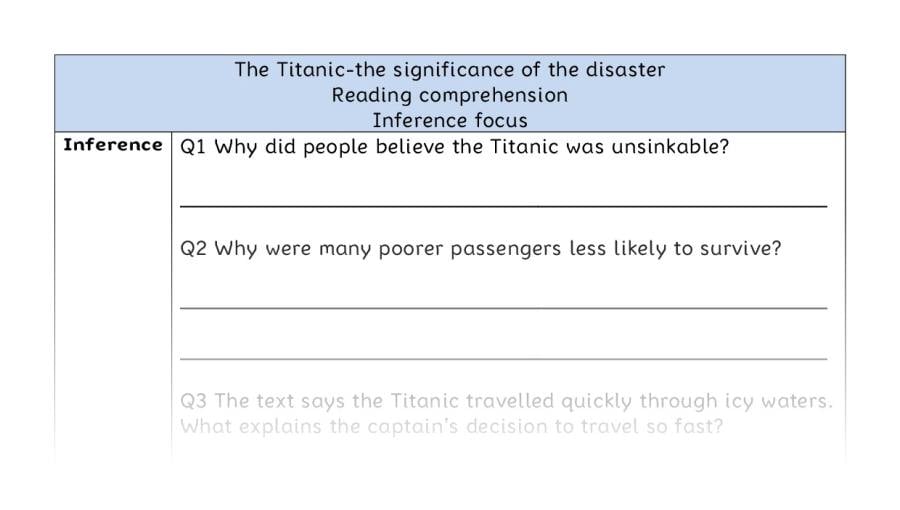 Reading comp-inference-The Titanic-the significance of the disaster
