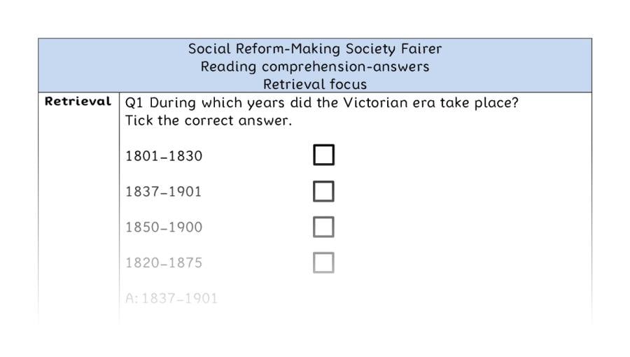 Reading comprehension - retrieval - Social Reform-Making Society Fairer - answers