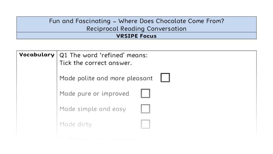 Where Does Chocolate Come From - Reciprocal Reading Conversation - VRSIPE Focus