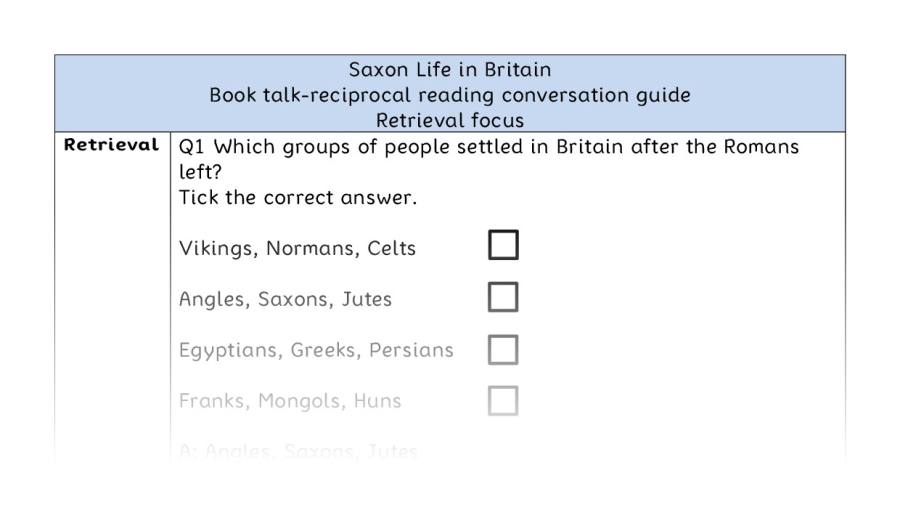 Reciprocal reading - retrieval - Saxon Life in Britain