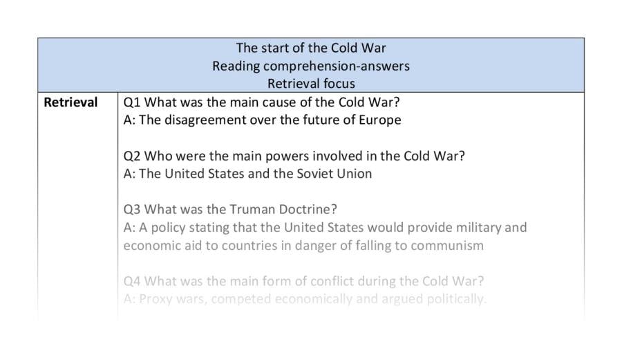 Reading comprehension-retrieval-The start of the cold war - answers