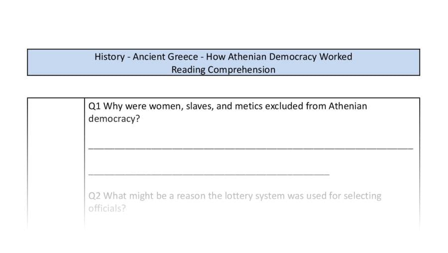 Reading Comprehension-How Athenian Democracy Worked-Inference Focus