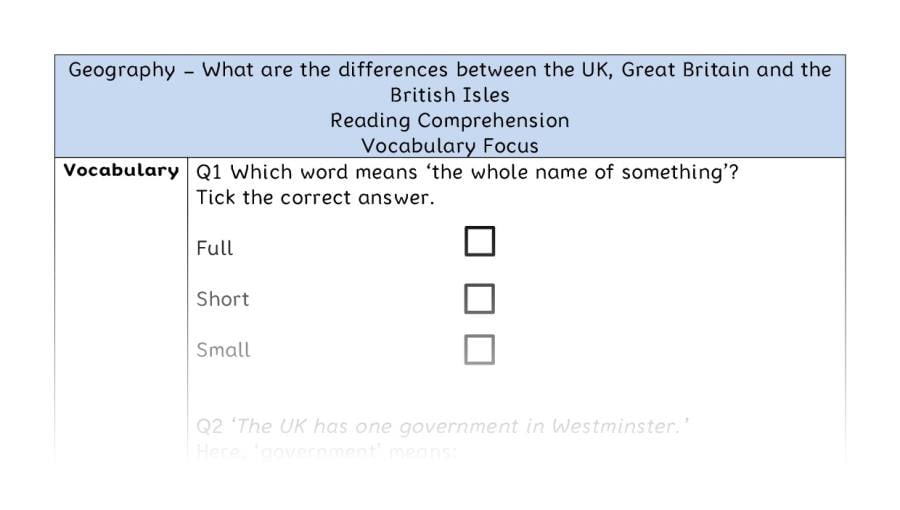 What are the differences between the UK, Great Britain and the British Isles - Reading Comprehension - Vocabulary Focus