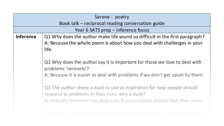 Reciprocal reading - inference - Serene