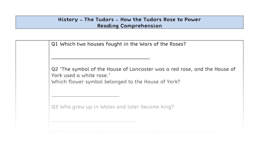 Reading comp - How the Tudors Rose to Power - retrieval