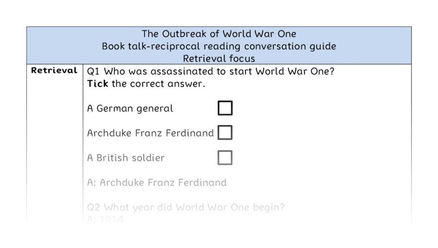 Reciprocal - retrieval - The Outbreak of World War One