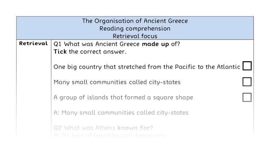 Reading comp - retrieval - The Organisation of Ancient Greece - answers