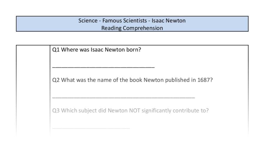 Reading Comprehension-Isaac Newton-Retrieval Focus
