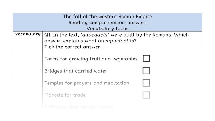 Reading comprehension - vocabulary - The fall of the western Roman Empire - answers