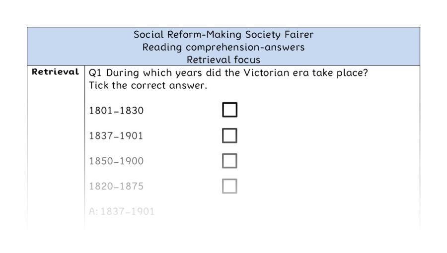 Reading comprehension - retrieval - Social Reform-Making Society Fairer - answers