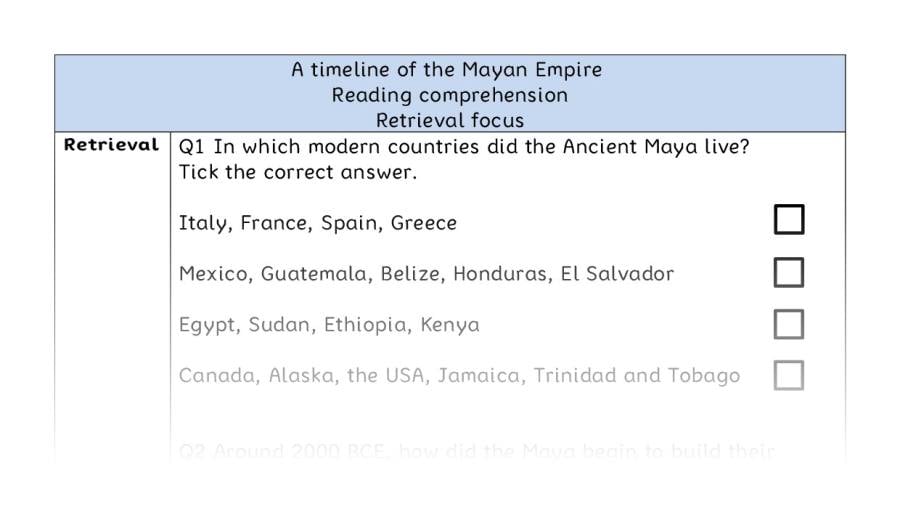 Reading comprehension - retrieval - A timeline of the Mayan Empire