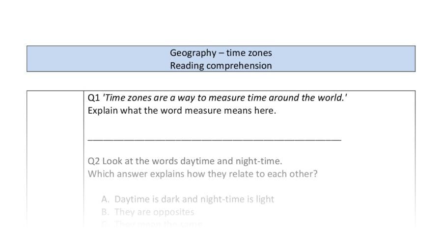 Reading comprehension - VRSIPE - time zones