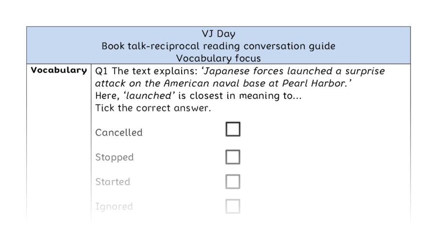 Reciprocal - vocabulary - VJ Day