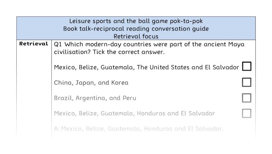 Reciprocal reading-retrieval-Leisure sports and pok-ta-pok
