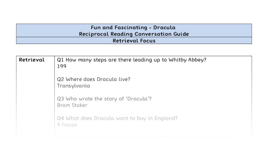 Reciprocal Reading Conversation - Dracula - Highlight Series 1 - Retrieval Focus