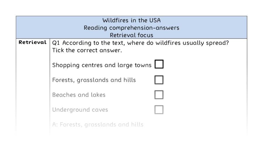 Reading comprehension - retrieval - Wildfires in the USA - answers