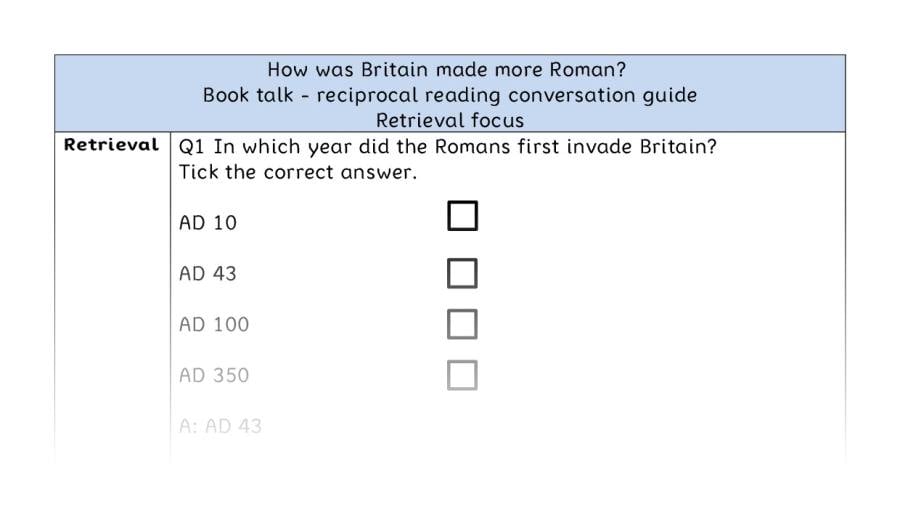 Reciprocal reading - retrieval - How was Britain made more Roman