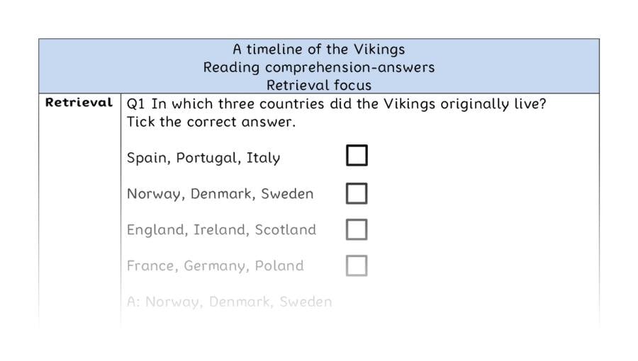 Reading comprehension - retrieval - A timeline of the Vikings - answers