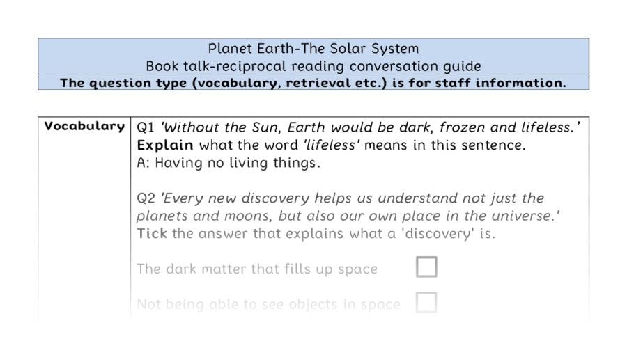 Reciprocal reading VRSIPE - The Solar System