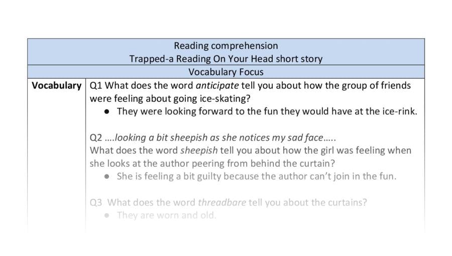 Reading comprehension-Trapped-vocabulary