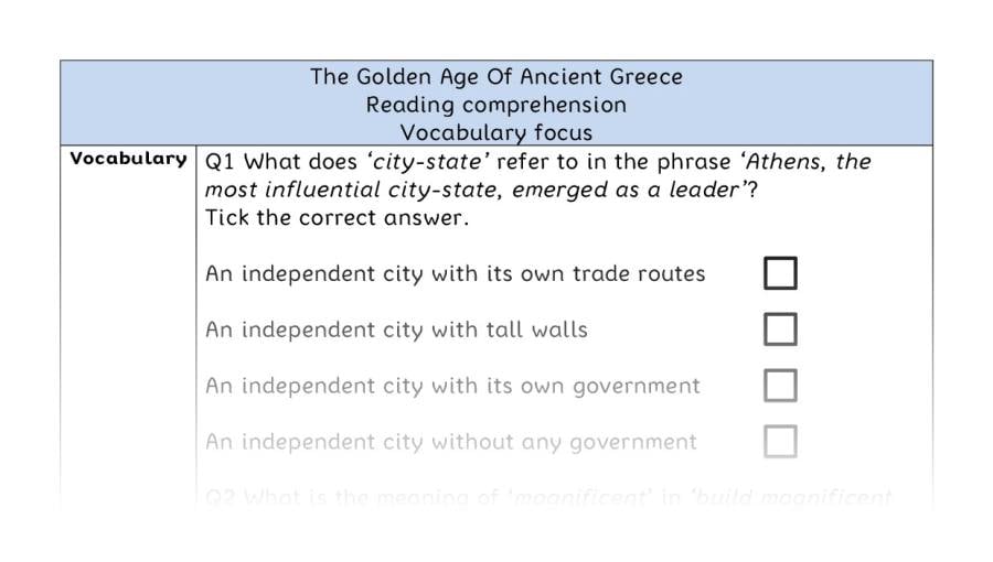 Reading comprehension - vocabulary - The Golden Age Of Ancient Greece