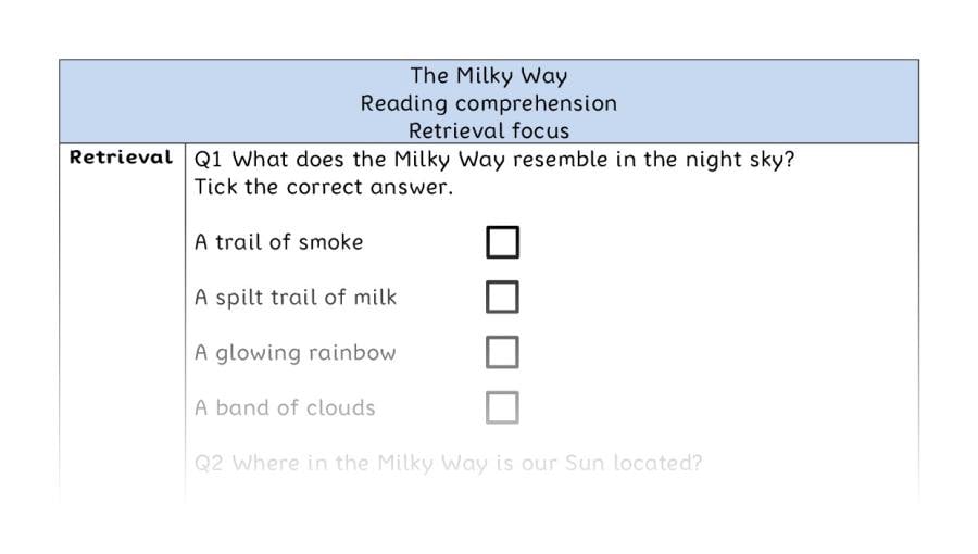 Reading comprehension - retrieval - The Milky Way