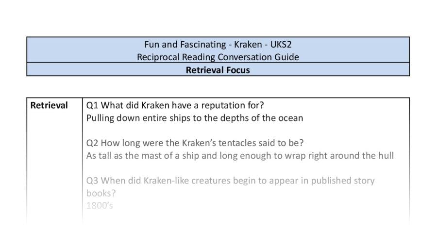 Reciprocal Reading Conversation - Kraken - UKS2 - Retrieval Focus