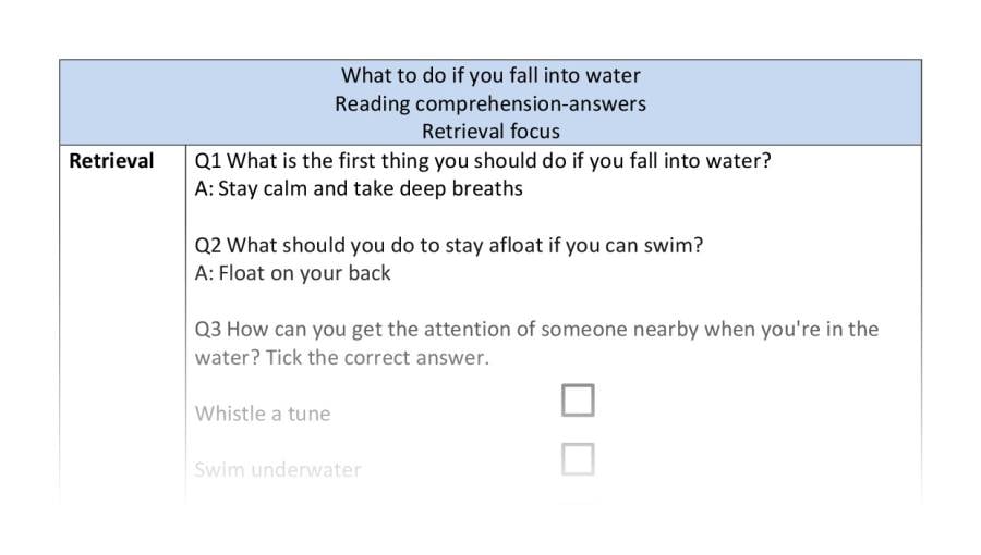 Reading comp-retrieval-what to do if you fall into water