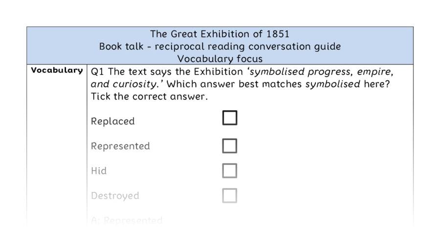 Reciprocal reading - vocabulary - The Great Exhibition of 1851