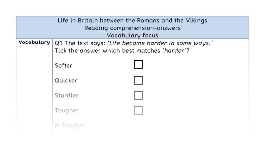 Reading comp-vocabulary-Life in Britain between the Romans and the Vikings - answers