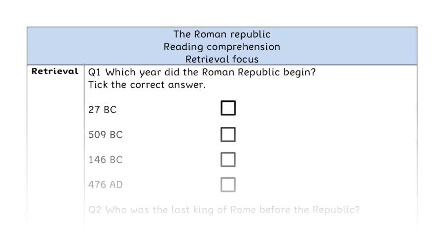Reading comprehension - retrieval - The Roman republic