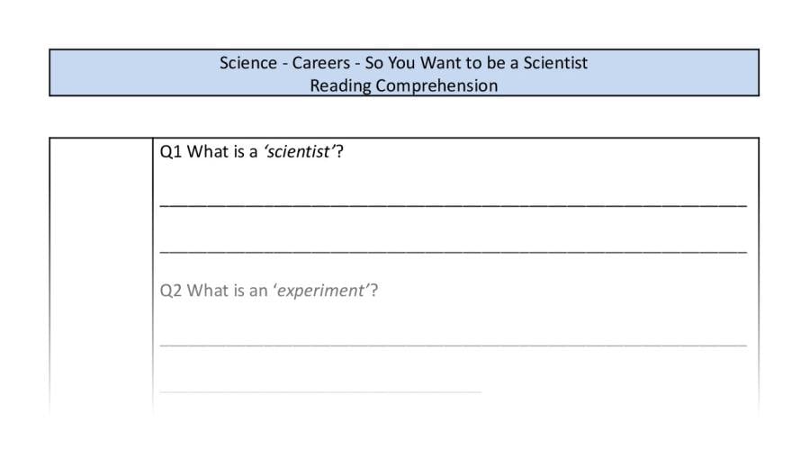 Reading Comprehension-vocabulary-So You Want to be a Scientist