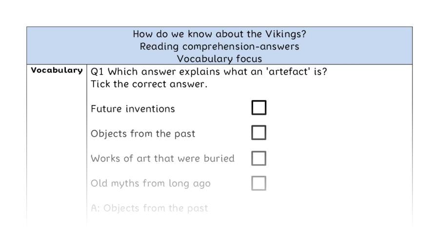 Reading comprehension - vocabulary - How do we know about the Vikings - answers