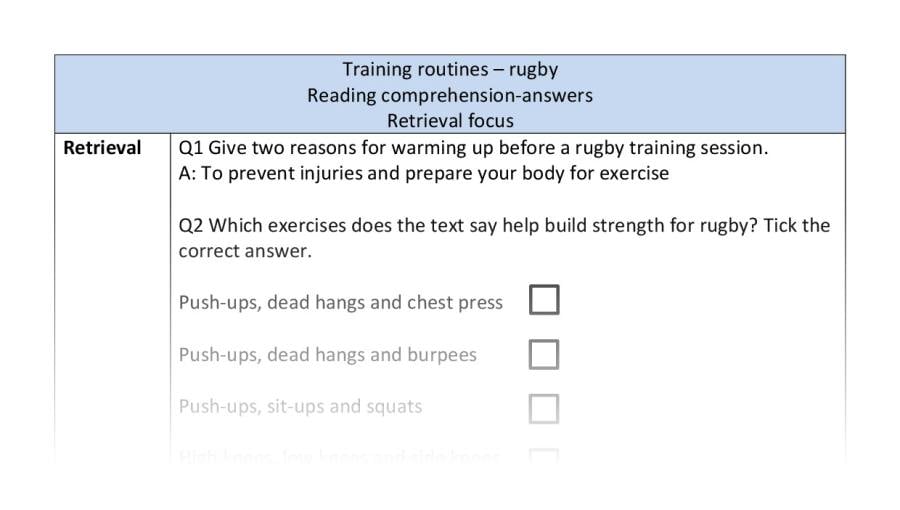 Reading comprehension - retrieval - Training routines - rugby-answers