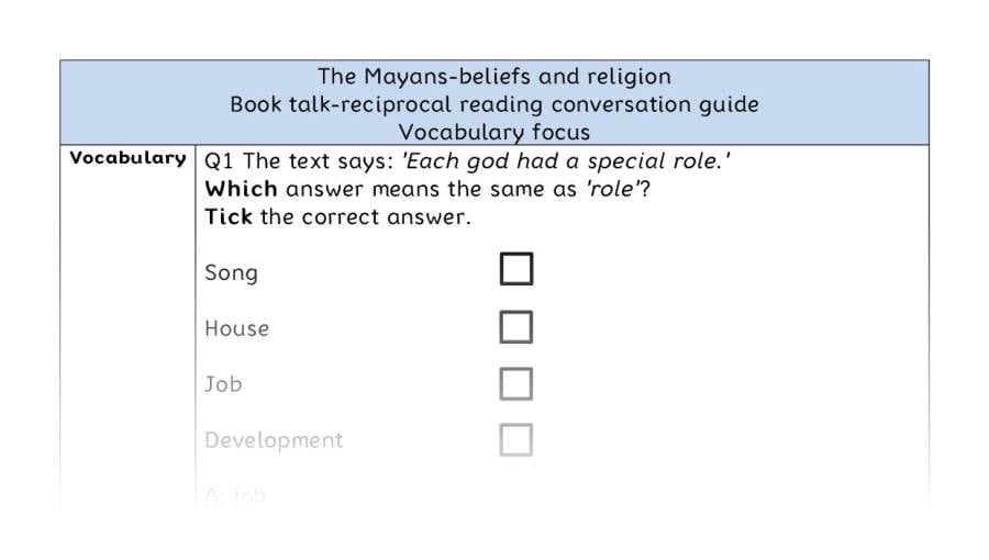 Reciprocal - vocabulary - The Mayans-beliefs and religion