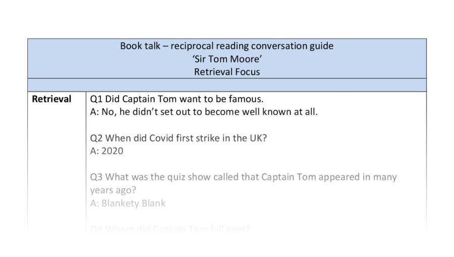 Reciprocal reading - Sir Tom Moore - retrieval