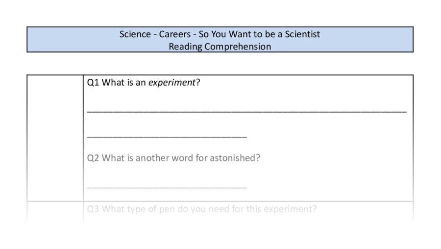 Reading Comprehension-VRSIPE-So You Want to be a Scientist