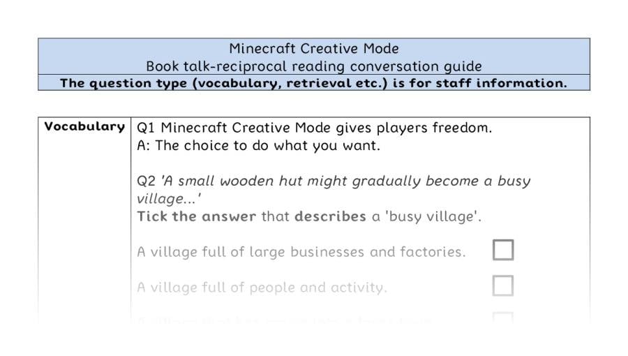 Reciprocal reading - VRSIPE - Minecraft Creative Mode