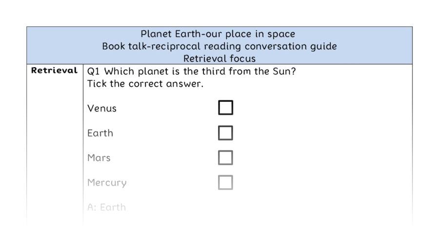 Reciprocal reading - retrieval - Planet Earth-our place in space