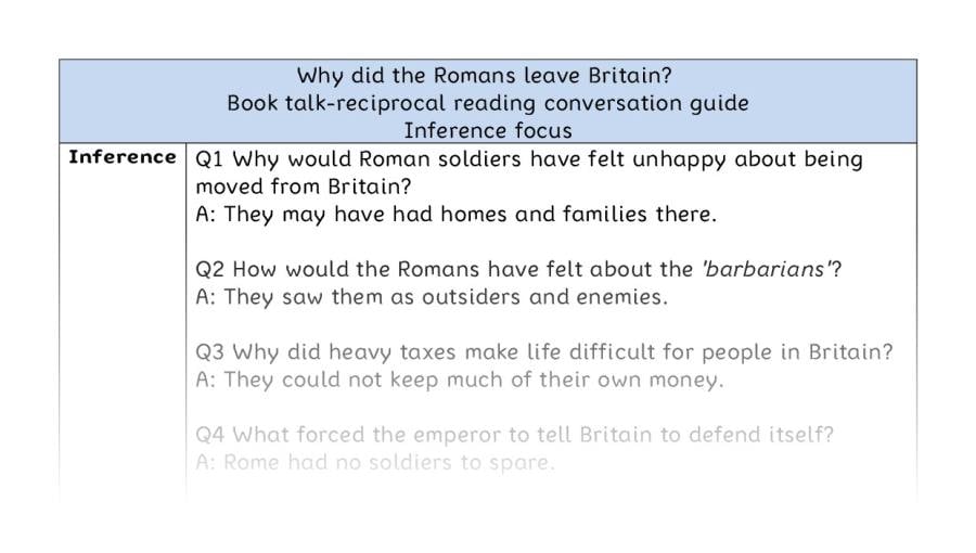 Reciprocal reading - inference - Why did the Romans leave Britain