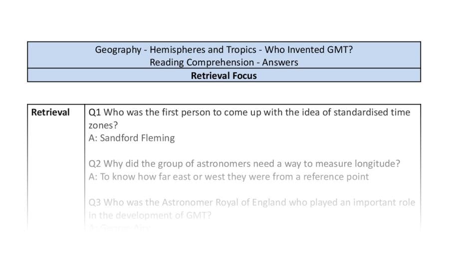 Reading Comprehension - Who Invented GMT - Retrieval Focus